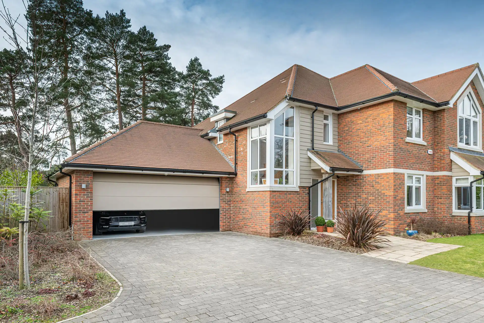 Sectional Garage door with Glazing Opened